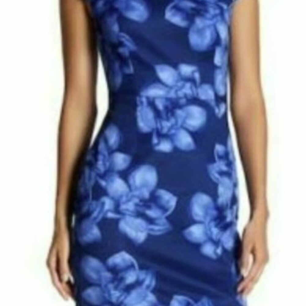 Betsey Johnson Navy Blue Floral Midi Dress